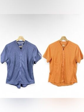 2 REI Co-Op L Junction Cycling Jersey Full Zip Breathable Shirt Pockets Gorpcore